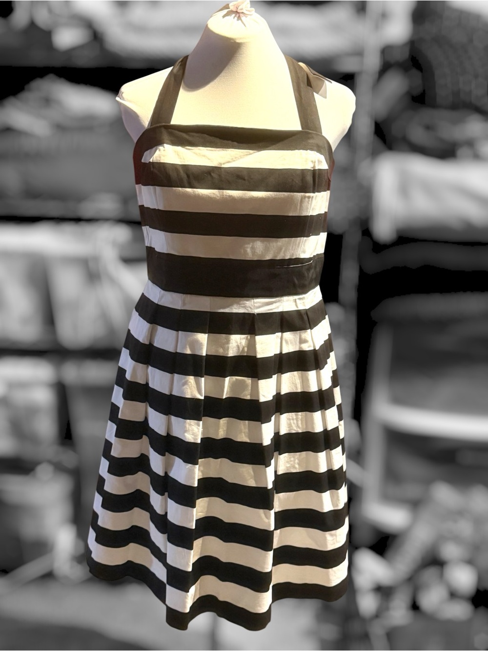 White House Black Market Black and White Striped Dress